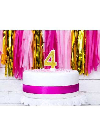 Vela de cumpleaños dorada número 4