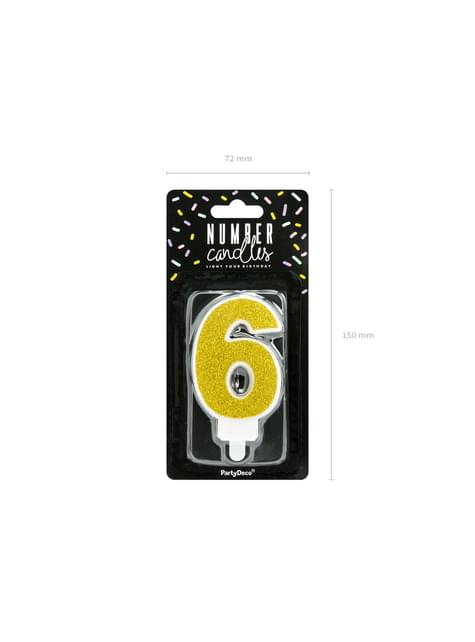Vela de cumpleaños dorada número 6 - Partydeco | Funidelia