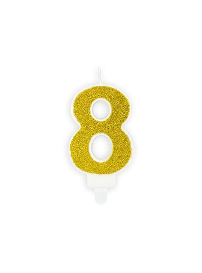 Vela de cumpleaños dorada número 8 - Partydeco | Funidelia