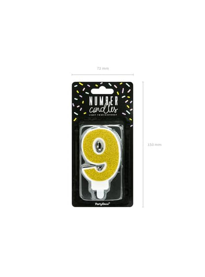 Vela de cumpleaños dorada número 9 - Partydeco | Funidelia