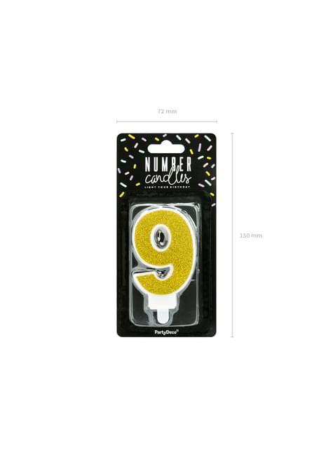 Vela de cumpleaños dorada número 9 - Partydeco | Funidelia