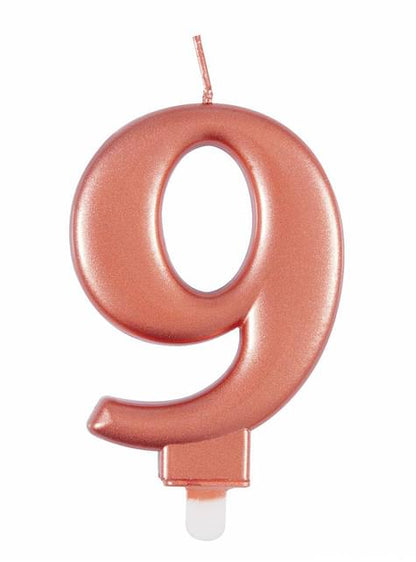 Vela de cumpleaños oro rosa número 9 - Unique | Funidelia