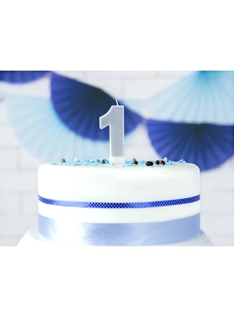 Vela de cumpleaños plateada número 1 - Partydeco | Funidelia