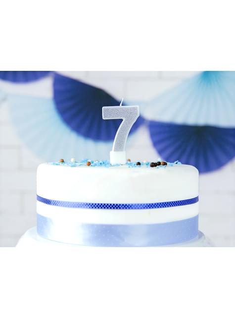 Vela de cumpleaños plateada número 7 - Partydeco | Funidelia