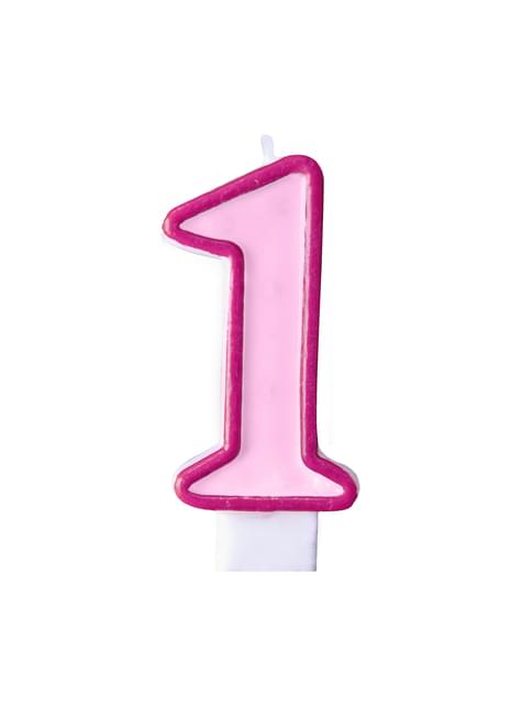 Vela de cumpleaños rosa número 1 - Partydeco | Funidelia