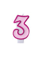 Vela de cumpleaños rosa número 3 - Partydeco | Funidelia