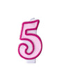 Vela de cumpleaños rosa número 5 - Partydeco | Funidelia