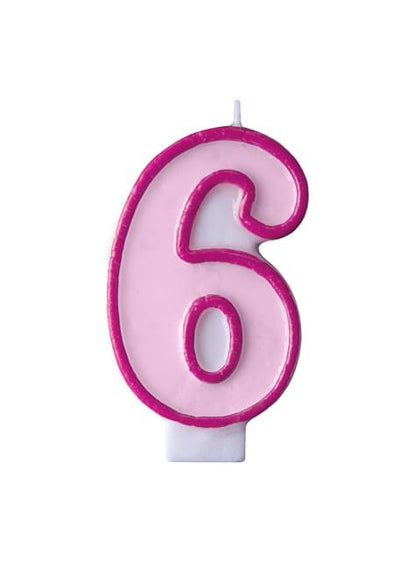 Vela de cumpleaños rosa número 6 - Partydeco | Funidelia