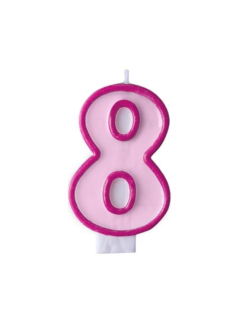 Vela de cumpleaños rosa número 8