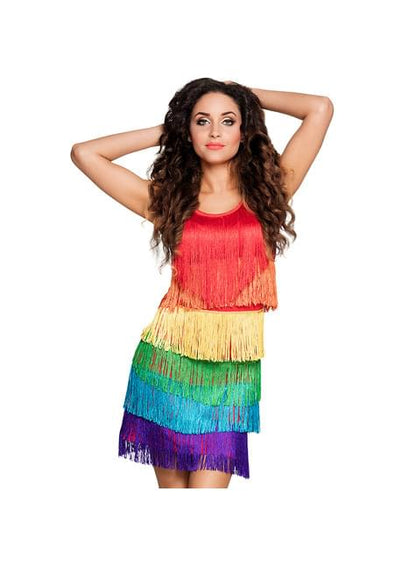 Vestido de flecos multicolor para mujer - Boland | Funidelia